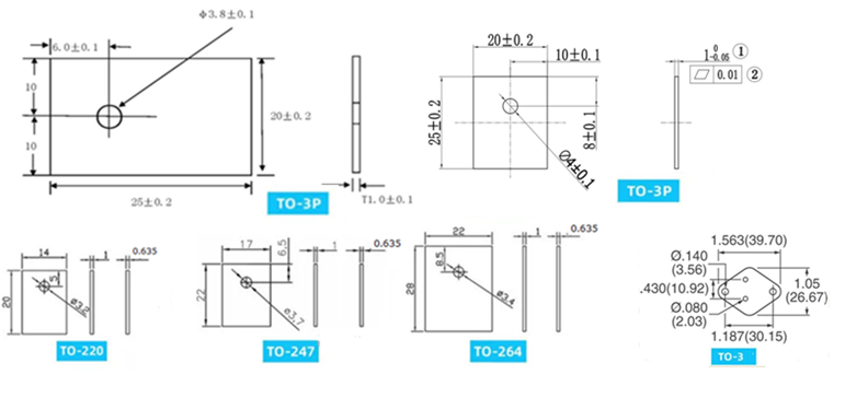 TO-3P/220/247/254/257/258/264 Aluminum Nitride Ceramic Thermal Pads For MOSFET Transistor